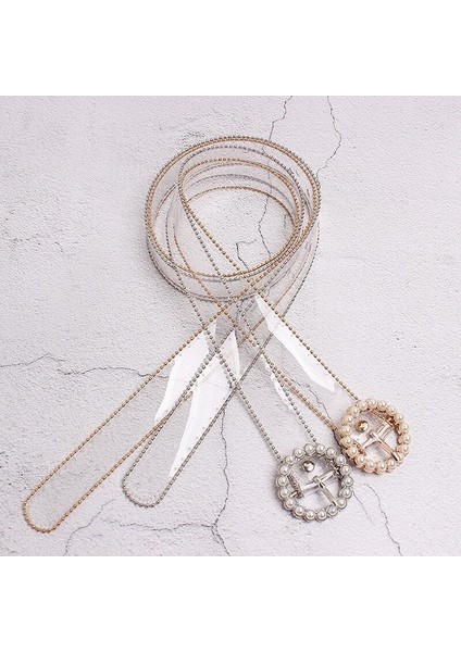 Parel Gesp Pin Transparante Pvc Riemen Voor Vrouwen Bling Strass Pvc Jean Taille Riemen Mode Meisjes Gömlek Jurk Riemen (Yurt Dışından) fırsatları