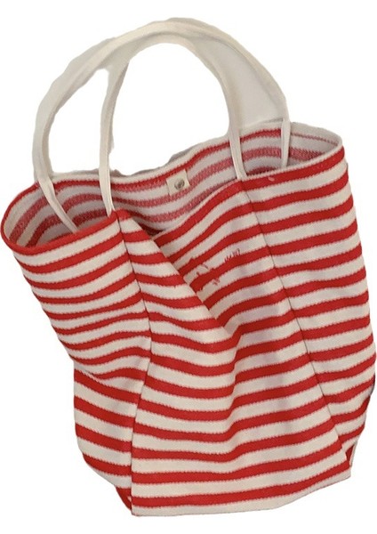 Çizgili Kanvas Omuz Çantası (Yurt Dışından)