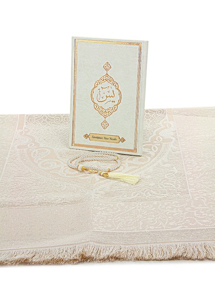 Beyaz Çeyizlik Seccade Seti Gelin Bohçasına Uygun Dini Hediyelik Isme Özel Yasin Kitabı fırsatları