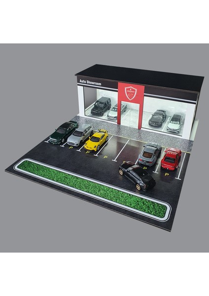 1:64 Ölçek Diorama Metal Araçlar Için LED Işıklı Otoparklı Auto Showroom Araç Sergileme Standı/garaj