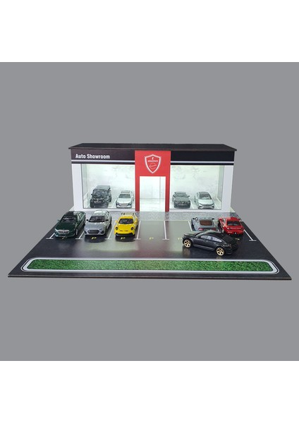 1:64 Ölçek Diorama Metal Araçlar Için LED Işıklı Otoparklı Auto Showroom Araç Sergileme Standı/garaj