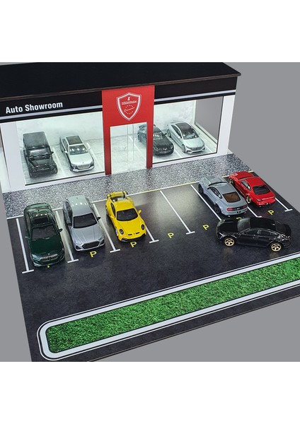 1:64 Ölçek Diorama Metal Araçlar Için LED Işıklı Otoparklı Auto Showroom Araç Sergileme Standı/garaj