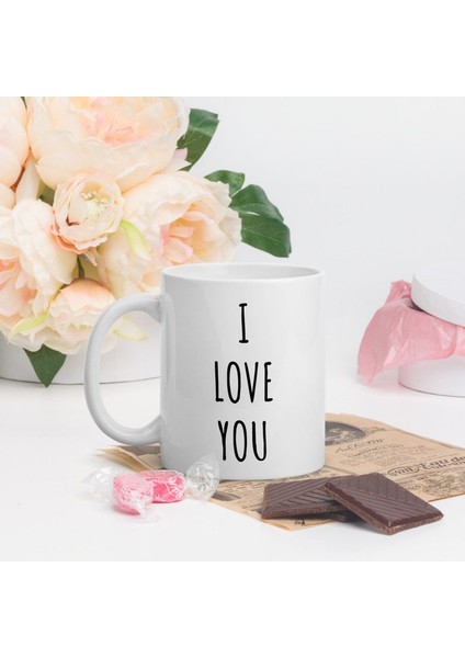 Seni Seviyorum Kupa - Sevgililer Günü Kupa - Ingilizce Kız Arkadaşa Sevgililer Günü si