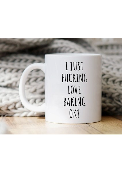 Sadece Pişirmeyi Seviyorum Tamam Kupa - Pişirme Kupa - Pişirme si - Ingilizce Kupa Bardağı