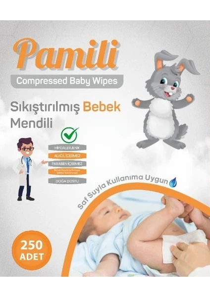 Sıkıştırılmış Bebek Mendili 250 Adet