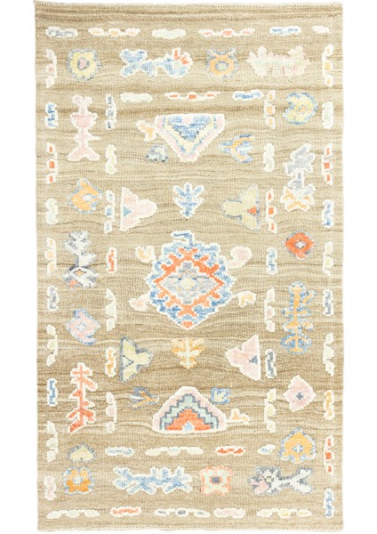 Aras Kahverengi Abrajlı El Dokuma Halı Kilim 93X131 cm