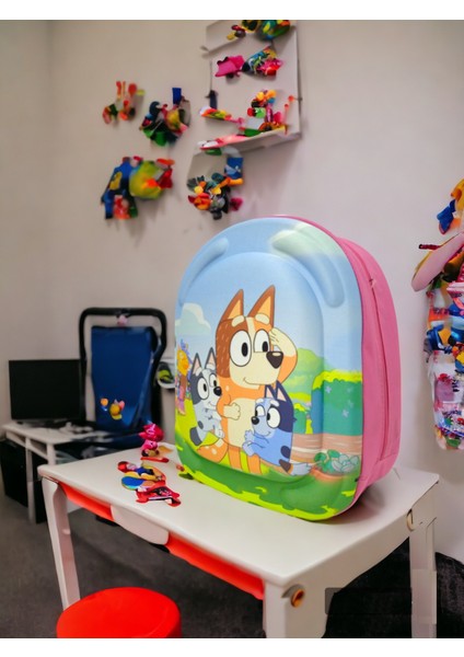 Blueey Biingo One 3D Kabartmalı Anaokulu Kreş ve Günlük Kullanım Çantası Sırt Çantası 2 6 Yaş