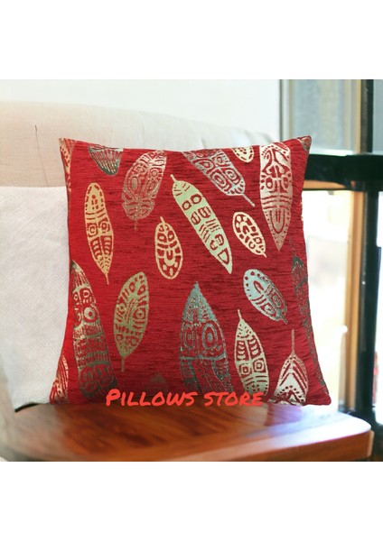 Yaprak Desenli Kırmızı Kırlent Kılıfı Seti -2 Adet 45CM*45CM fiyatları