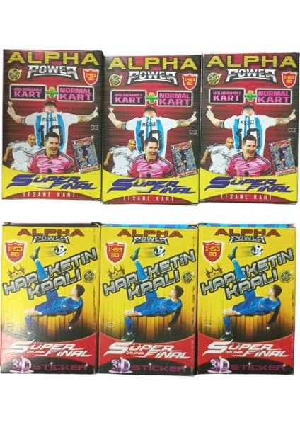 Süper Final Alpha Power 5 Kutu Hologram 5 Kutu Sticker Toplam 100 Adet Futbol Oyun Kartı