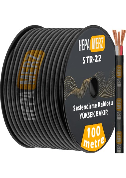 Str-22 Tam Bakır 2X0.22 Stereo Mikrofon Kablosu 100 Mt.