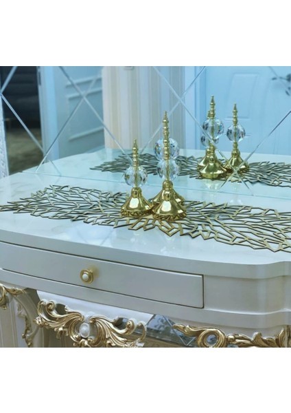 RUNNER/120X33CM/SUNİ Deri/varaklıgold/2parçayaprak Motifi,2parçaçiçek Motifi Hediye/ fırsatları