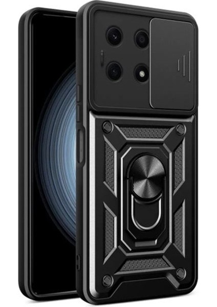 Xiaomi Redmi Note 13 Pro 4g/poco M6 Pro Kılıf Ultra Korumalı Kamera Korumalı Manyetik Sürgülü Vega Kapak Siyah