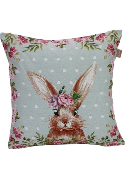 Easter Blue Goblen Kırlent 45*45 Mavi