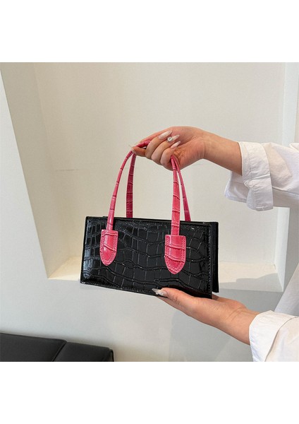 Batı Kentsel Basit Moda Dikiş Kontrast Renk Çanta 2024 Bahar Yeni Çok Yönlü Kadın Çanta Kare Çanta (Yurt Dışından)