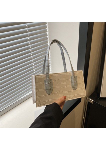 Batı Kentsel Basit Moda Dikiş Kontrast Renk Çanta 2024 Bahar Yeni Çok Yönlü Kadın Çanta Kare Çanta (Yurt Dışından) indirimleri