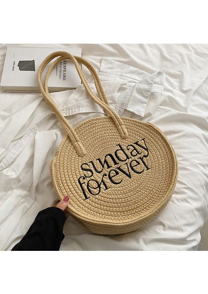 Yeni Büyük Kapasiteli Mektup Işlemeli Dokuma Kadın Çantası, Kore Tarzı Popüler Moda Omuz Çantası, Çok Yönlü ve Şık Koltuk Altı Çantası (Yurt Dışından)