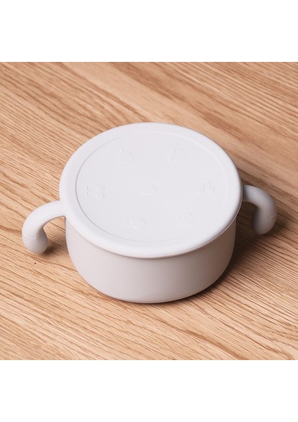 Çocuk Silikon Atıştırma Kasesi Bebek Çok Fonksiyonlu Sızdırmaz Atıştırmalık Kabı Ek Yiyecek Kasesi Taşınabilir Kapak Toz Geçirmez Kase Dışarı Çıkarken (Yurt Dışından)