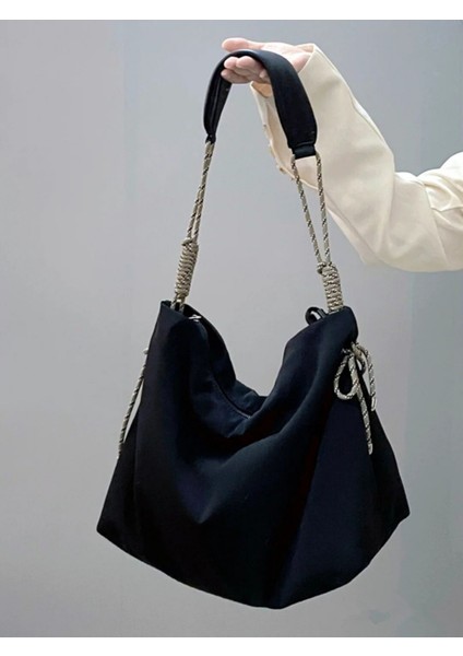 Kadınlar Için Çanta 2024 Yeni Tote Kolej Tarzı Büyük Kapasiteli Rahat Düğüm Ayarlanabilir Omuz Crossbody Çanta Oxford Bez Çanta (Yurt Dışından)