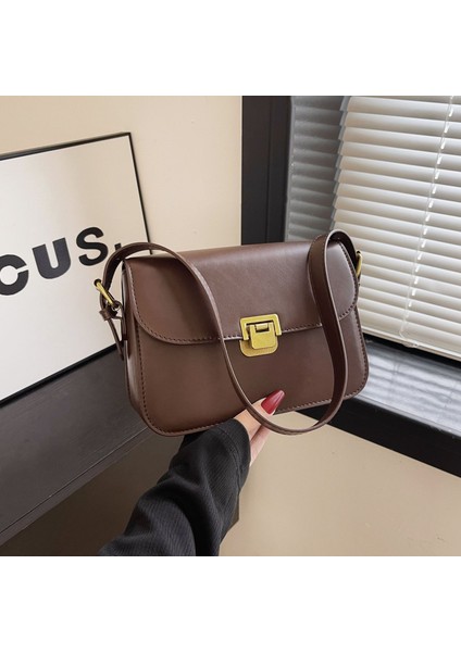 Mizaç Kadın Küçük Çanta Kadın 2024 Yeni Moda Çok Yönlü Omuz Çantası Niş Tasarım Üst Düzey Retro Kare Çanta (Yurt Dışından)