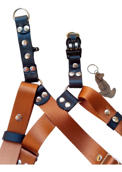 Köpek göğüs tasması kolon hakiki deri kalınlık:2,5mm genişlik:3cm göğüs ölçüsü:60-100cm ayarlamalı dog harness GT5-25