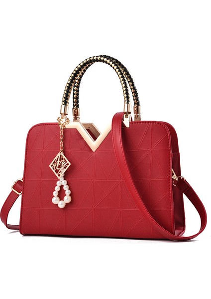 Yeni V Şeklinde Kalıplaşmış Kabartmalı Sınır Ötesi Dış Ticaret Büyük Kapasiteli Dokulu Kore Tarzı Basit Kadın Çantası (Yurt Dışından)