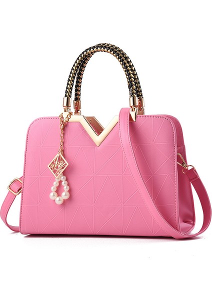 Yeni V Şeklinde Kalıplaşmış Kabartmalı Sınır Ötesi Dış Ticaret Büyük Kapasiteli Dokulu Kore Tarzı Basit Kadın Çantası (Yurt Dışından) modelleri