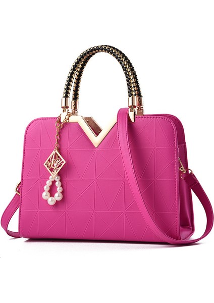 Yeni V Şeklinde Kalıplaşmış Kabartmalı Sınır Ötesi Dış Ticaret Büyük Kapasiteli Dokulu Kore Tarzı Basit Kadın Çantası (Yurt Dışından)