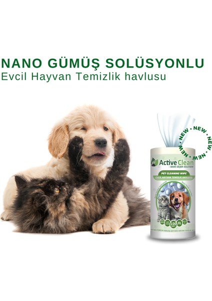 Active Clean Nano Gümüş Solüsyonlu Evcil Hayvan Temizlik Havlusu