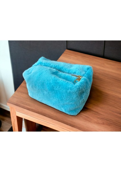 Plush Studio Pufcase  Toscana Peluş Kumaş, Makyaj Çantası 10X20X10 cm Ithal Tüy Dökmez