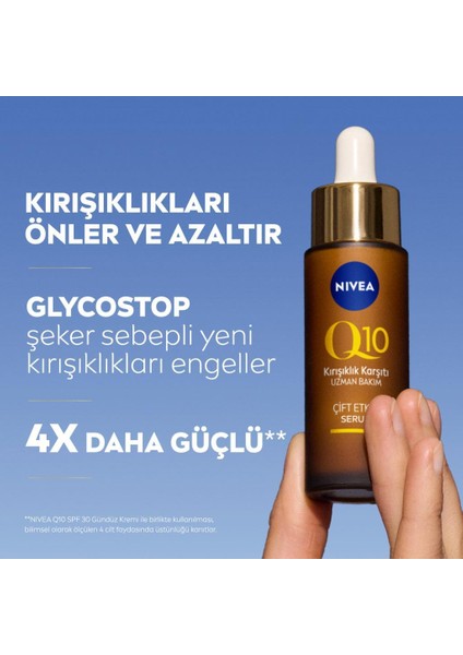 Q10 Karşıtı Çift Etkili Cilt Serumu 30ml, Saf Q10, Şekerr Sebepli Önleyici