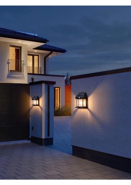 Solar LED Aplik Sensörlü Sarı Işık