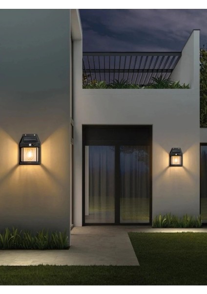 Solar LED Aplik Sensörlü Sarı Işık