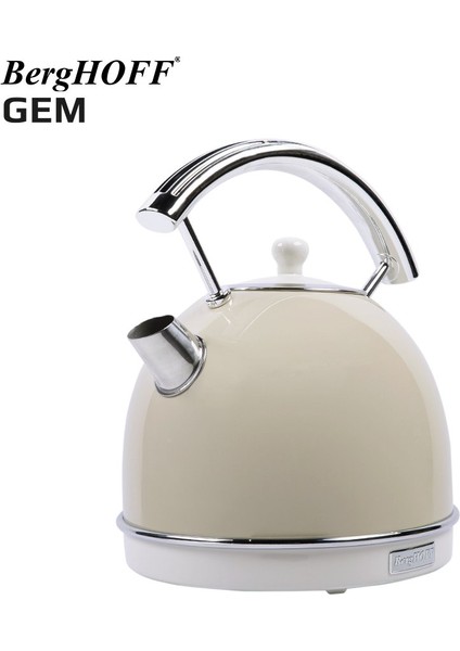 Gem Retro 15 Bardak Filtre Kahve Makinesi ve Retro Krem Rengi Yuvarlak Su Isıtıcısı Kettle Seti