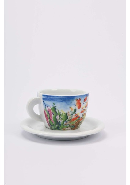 Edex ’’ın Our Hands’’ Porselen Cappuccino Fincan ve Tabak Takımı - 180 ml (6,4 Oz)