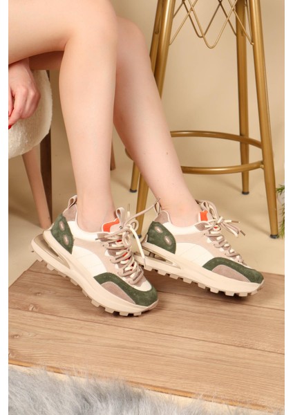 GUJA Cilt Süet Garnili Spor Ayakkabı YEŞİL fiyatları