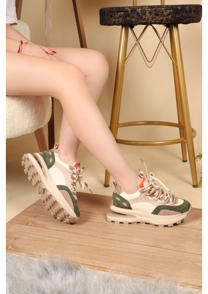 GUJA Cilt Süet Garnili Spor Ayakkabı YEŞİL modelleri