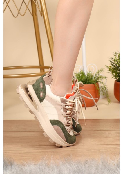 GUJA Cilt Süet Garnili Spor Ayakkabı YEŞİL fırsatları