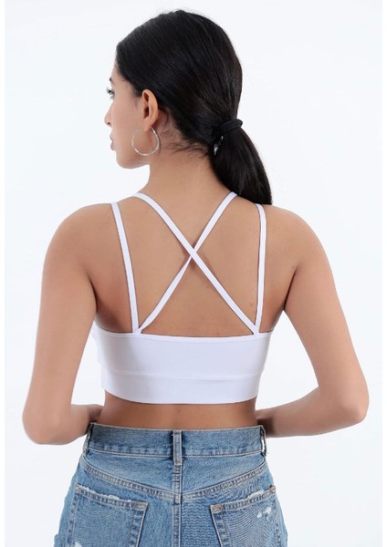 Kadın Sırt Detaylı Kaplı Spor Sütyen | Beyaz fiyatları