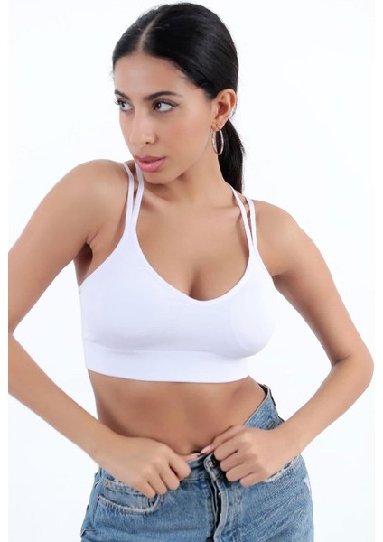 Kadın Sırt Detaylı Kaplı Spor Sütyen | Beyaz modelleri