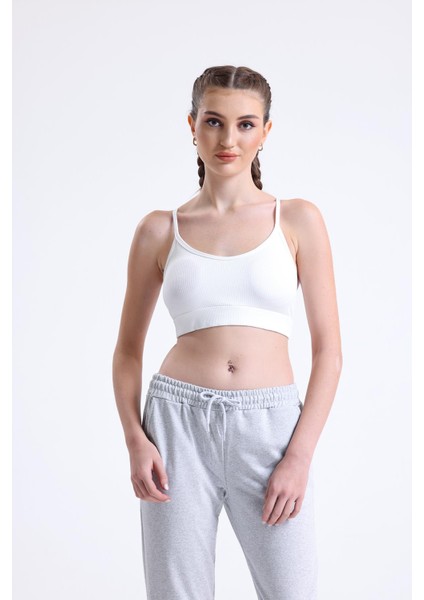 Fitilli İnce Askılı Şekillendirici Spor Sütyeni | Beyaz modelleri