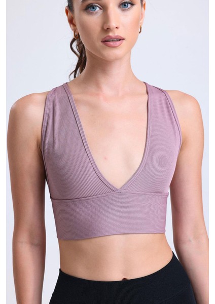 Çapraz Sırt Detay Fitilli Spor Büstiyer | Gül Kurusu fiyatları