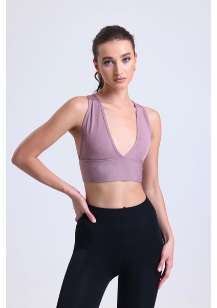 Çapraz Sırt Detay Fitilli Spor Büstiyer | Gül Kurusu fırsatları