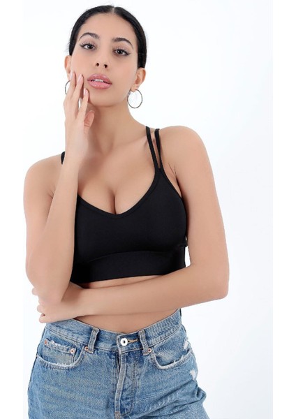 Kadın Sırt Detaylı Kaplı Spor Sütyen | Siyah fiyatları