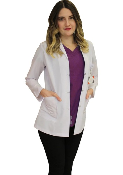 Gömlek Yaka Kadın Ceket Boy - Uzun Kol Doktor Önlüğü , Öğretmen , Laboratuvar , Hastane Forması , Beyaz Önlük