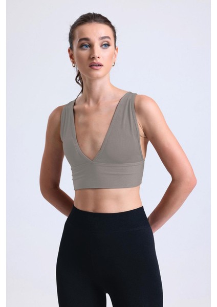 Çapraz Sırt Detay Fitilli Spor Büstiyer | Ten fiyatları