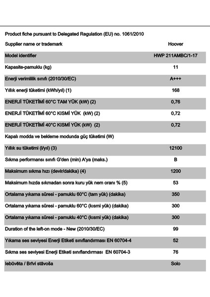 Hwp 211AMBC/1-17 11 kg Wi-Fi + Bluetooth Bağlantılı 1200 Devir 11 kg Çamaşır Makinesi