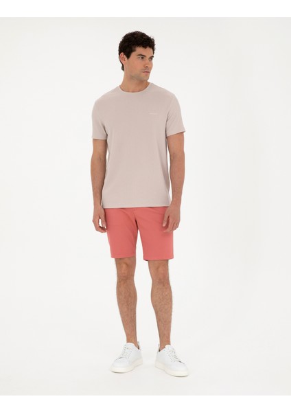 Pierre Cardin Erkek Pembe Slim Fit Dokuma Şort 50284273-VR186