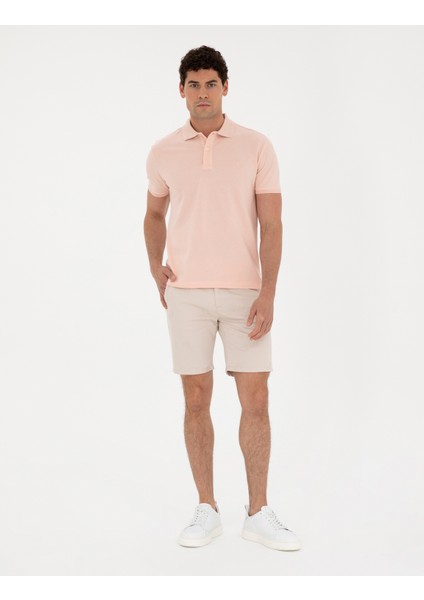 Erkek Bej Slim Fit Dokuma Şort 50284277-VR011