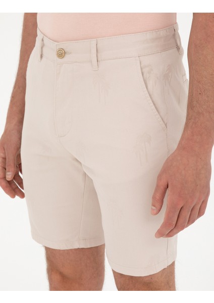 Erkek Bej Slim Fit Dokuma Şort 50284277-VR011