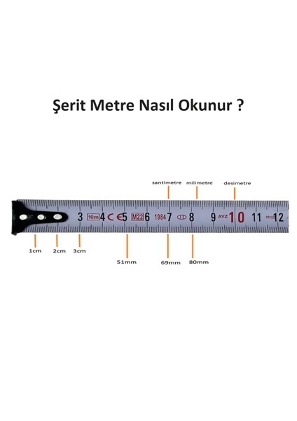 Şerit Metre 10*25MM - Beyaz ERA12519 Yusuf Eratool